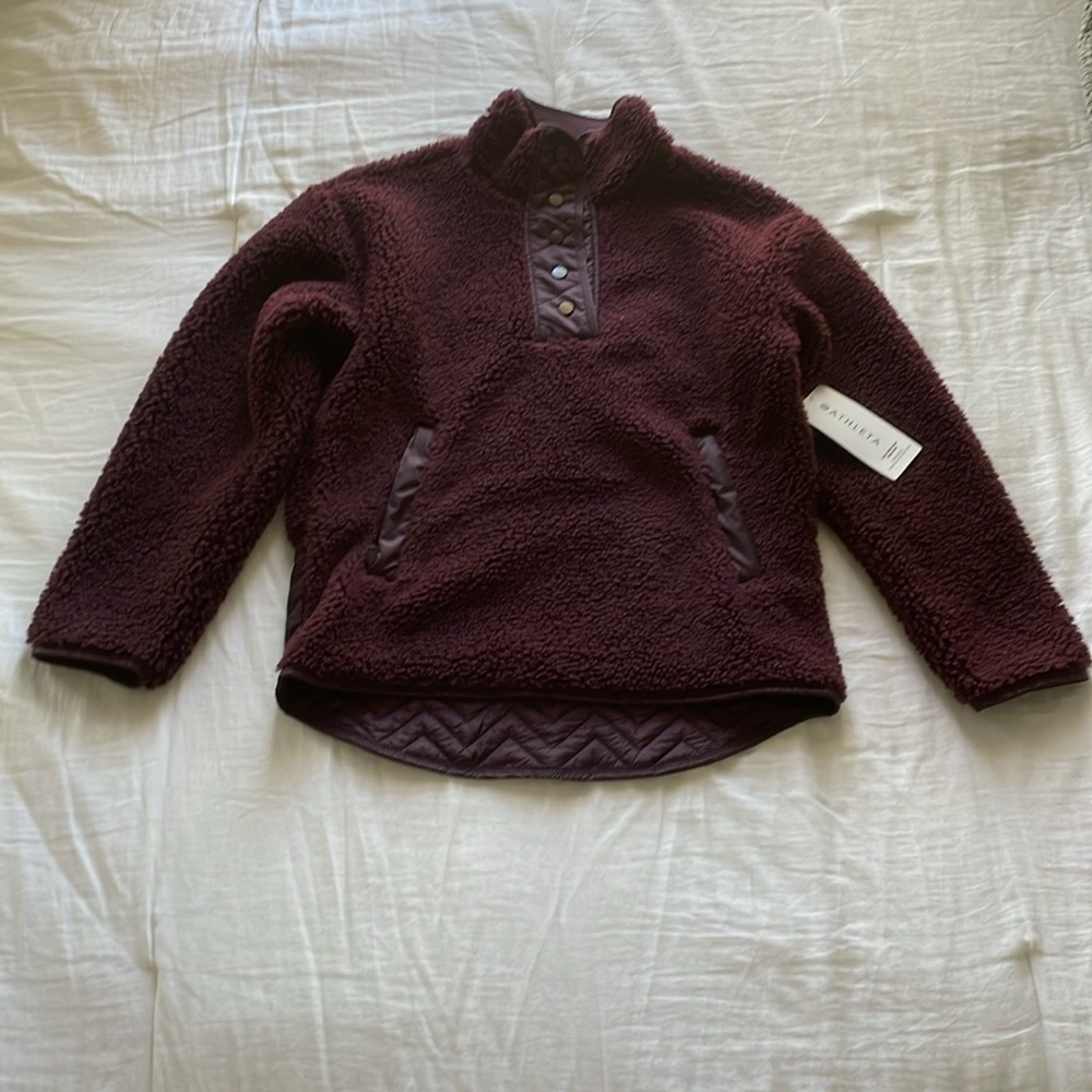 Athleta Cozy Sherpa Snap Sweatshirt - Size: XS